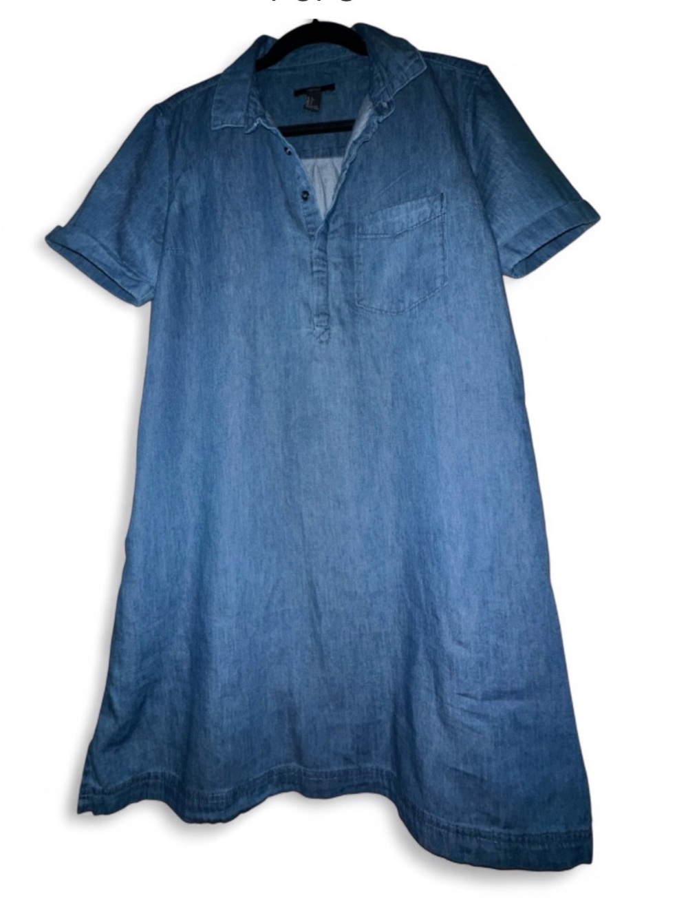 💙 Forever 21 Chambray Denim Short Sleeve Shirt Dress Size L